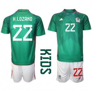 Mexiko Hirving Lozano #22 Hemmakläder Barn VM 2022 Kortärmad (+ Korta byxor)